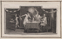 KG 11648
<br/>
Twee geestelijken aan tafel bediend
<br/>
<em>Picart, Bernard (1673-1733)</em>